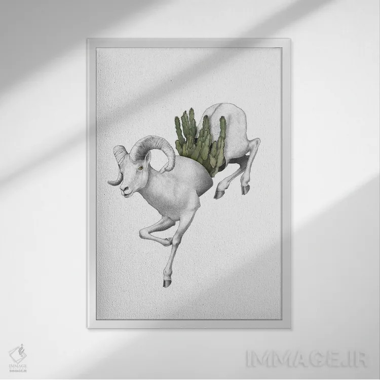 تابلو دکوراتیو بزرگ شاخ II اثر یانین رویبال - نمای قابدار سفید