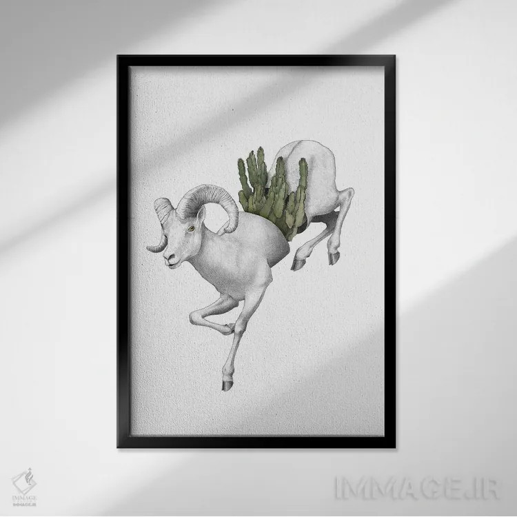 تابلو دکوراتیو بزرگ شاخ II اثر یانین رویبال - نمای قابدار مشکی