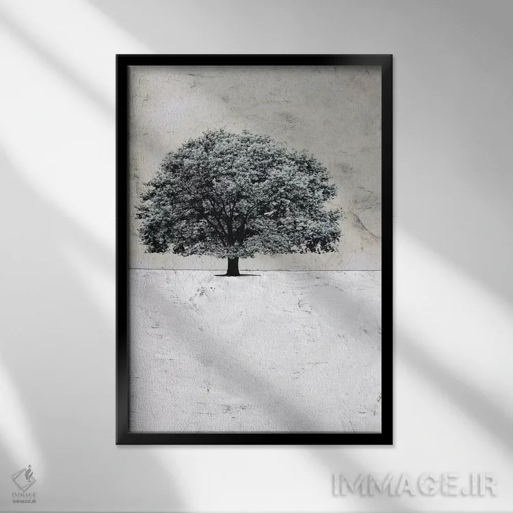 تابلو انتزاعی درخت سیاه قدیمی اثر ینون مابات - نمای قابدار مشکی