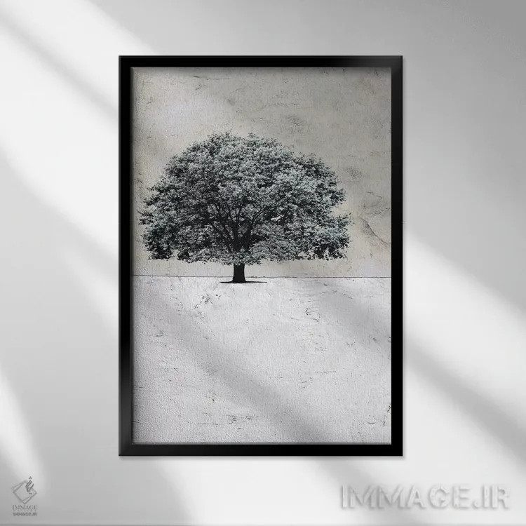 تابلو انتزاعی درخت سیاه قدیمی اثر ینون مابات - نمای قابدار مشکی