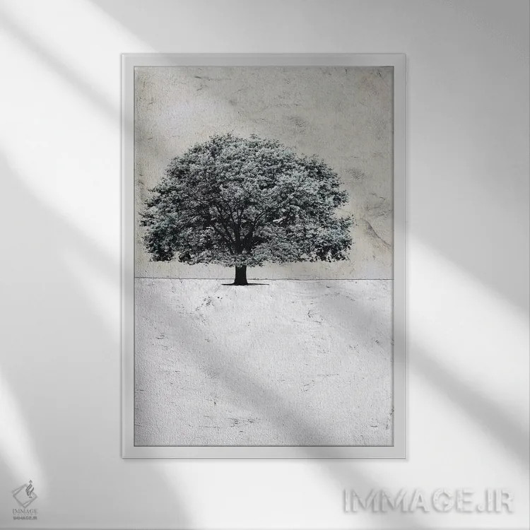 تابلو انتزاعی درخت سیاه قدیمی اثر ینون مابات - نمای قابدار سفید