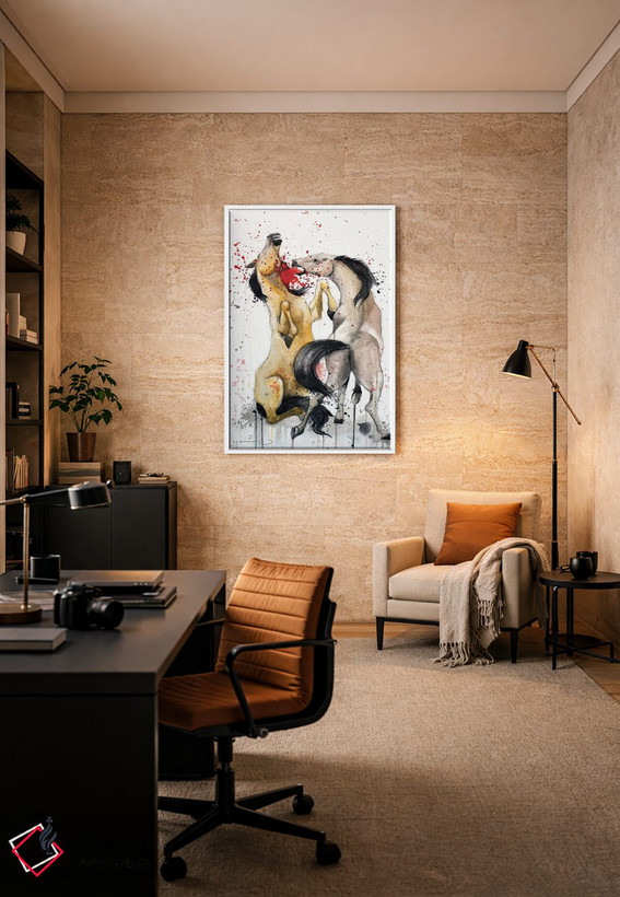 تابلو دکوراتیو نبرد اسب ها اثر یانین رویبال - D5W