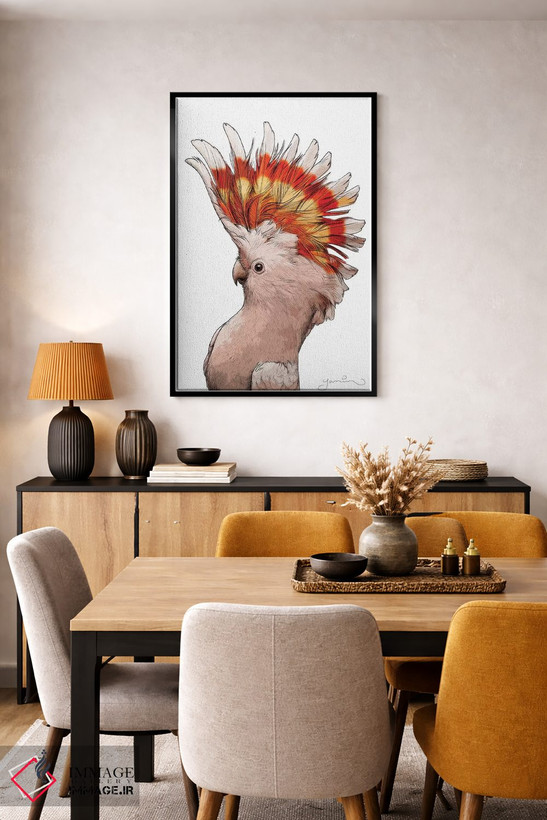 تابلو دکوراتیو طوطی کاکادو صورتی اثر یانین رویبال - D6B