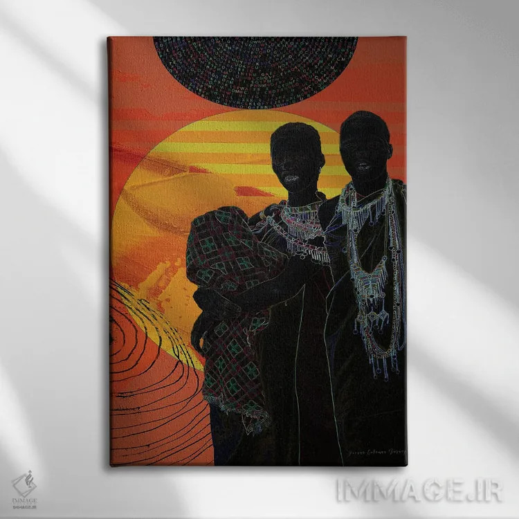 تابلو دکوراتیو زندگی من در آفتاب - غروب کیهانی آفریقا اثر ایوون کولمن برنی - نمای روبهرو روی دیوار