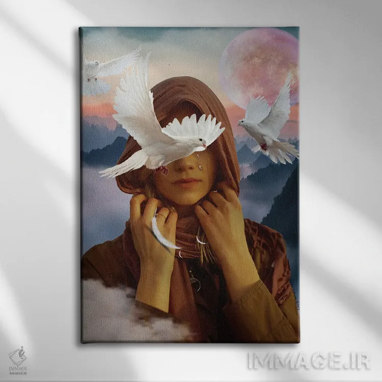 تابلو دکوراتیو وقتی کبوترها گریه می کنند اثر ایوون کولمن برنی - نمای روبهرو روی دیوار