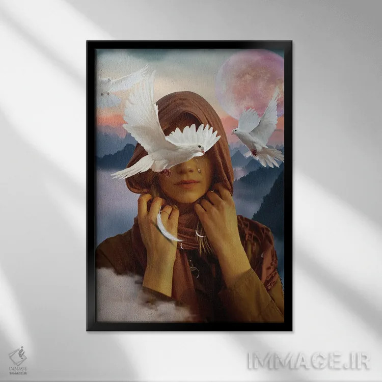تابلو دکوراتیو وقتی کبوترها گریه می کنند اثر ایوون کولمن برنی - نمای قابدار مشکی