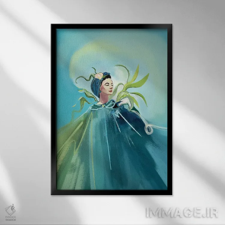 تابلو دکوراتیو بهار رترو اثر ییر آو د کت - نمای قابدار مشکی