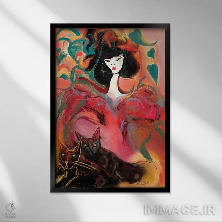 تابلو دکوراتیو چینی گری عصر سال ۲۰۰۰ اثر ییر آو د کت - نمای قابدار مشکی