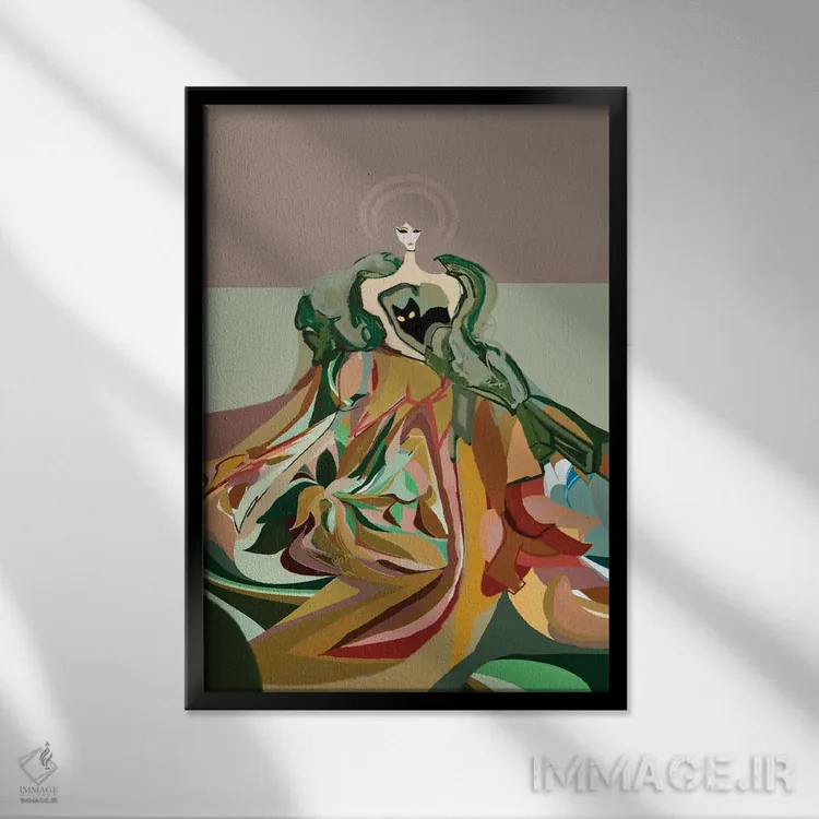 تابلو دکوراتیو گربه مامان وصله دوزی شده اثر ییر آو د کت - نمای قابدار مشکی
