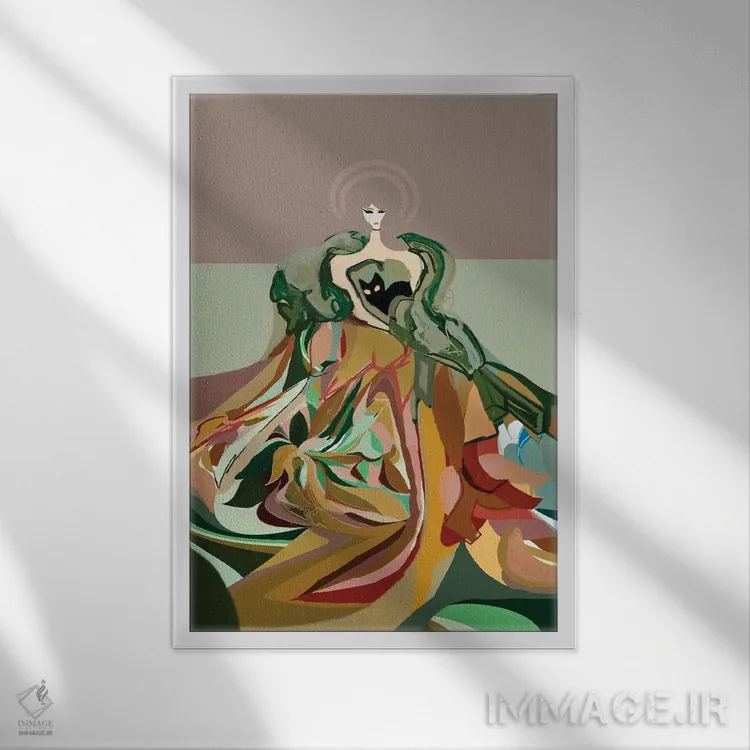 تابلو دکوراتیو گربه مامان وصله دوزی شده اثر ییر آو د کت - نمای قابدار سفید