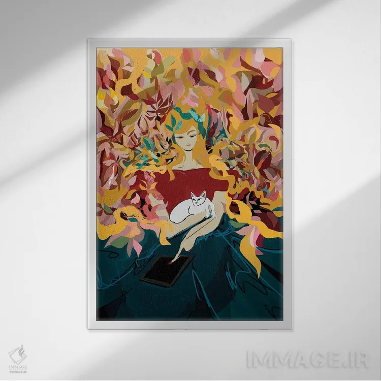 تابلو دکوراتیو تخت گل اثر ییر آو د کت - نمای قابدار سفید