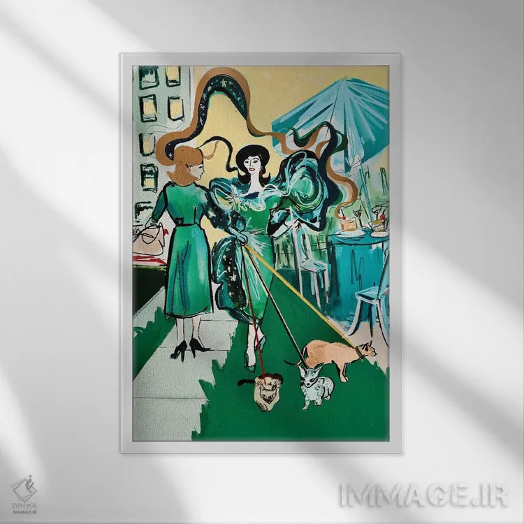 تابلو مدرن کت واک گربه قرن میانه اثر ییر آو د کت - نمای قابدار سفید