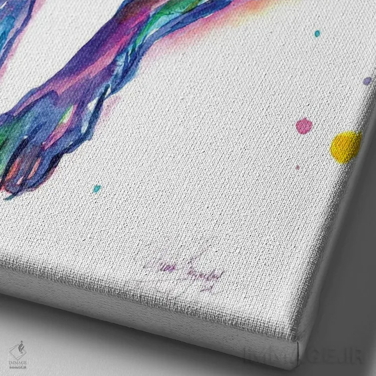 تابلو دکوراتیو دانمارکی بزرگ رنگارنگ اثر یوبیس گوسمان - نمای نزدیک بافت بوم