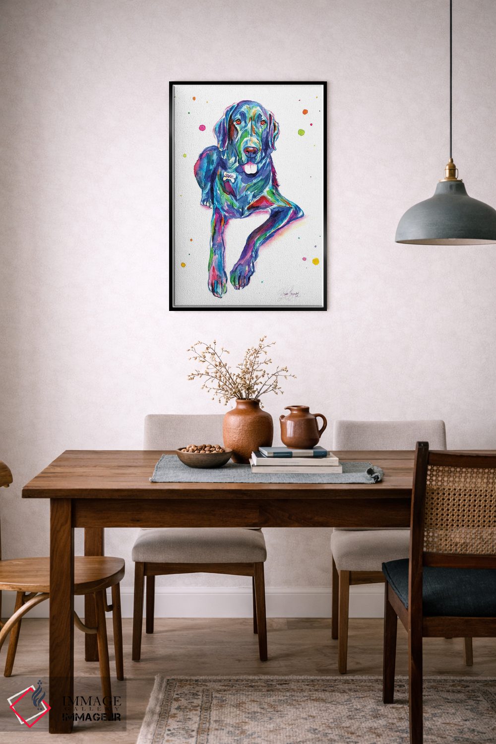 تابلو دکوراتیو دانمارکی بزرگ رنگارنگ اثر یوبیس گوسمان - D6B