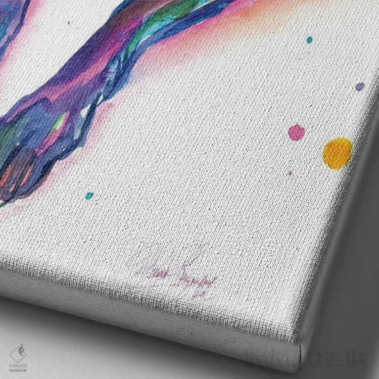 تابلو دکوراتیو دانمارکی بزرگ آبی اثر یوبیس گوسمان - نمای نزدیک بافت بوم