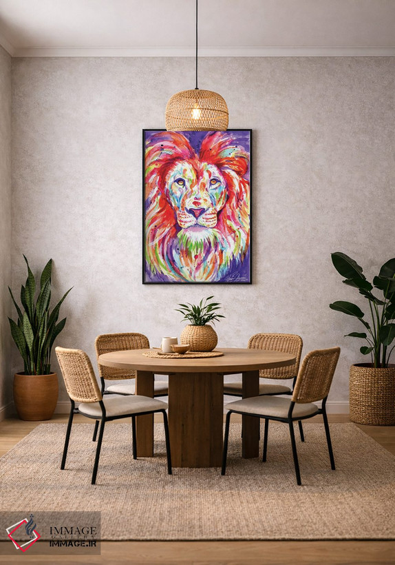 تابلو دکوراتیو شیر پادشاه رنگارنگ اثر یوبیس گوسمان - D3B