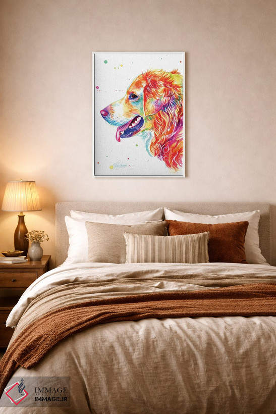 تابلو دکوراتیو گلدن رتریور رنگارنگ اثر یوبیس گوسمان - D6W