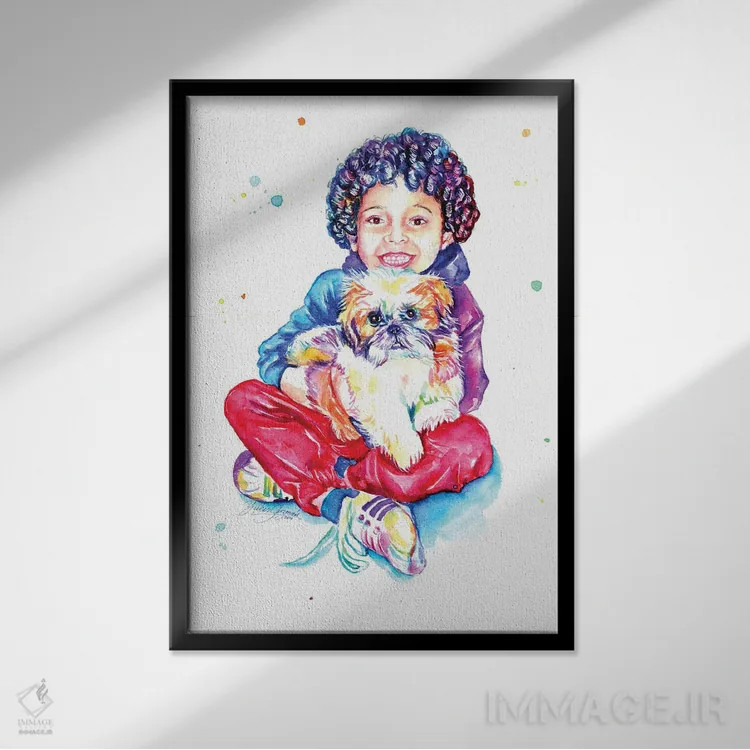 تابلو دکوراتیو دوستان کوچک شیرین اثر یوبیس گوسمان - نمای قابدار مشکی
