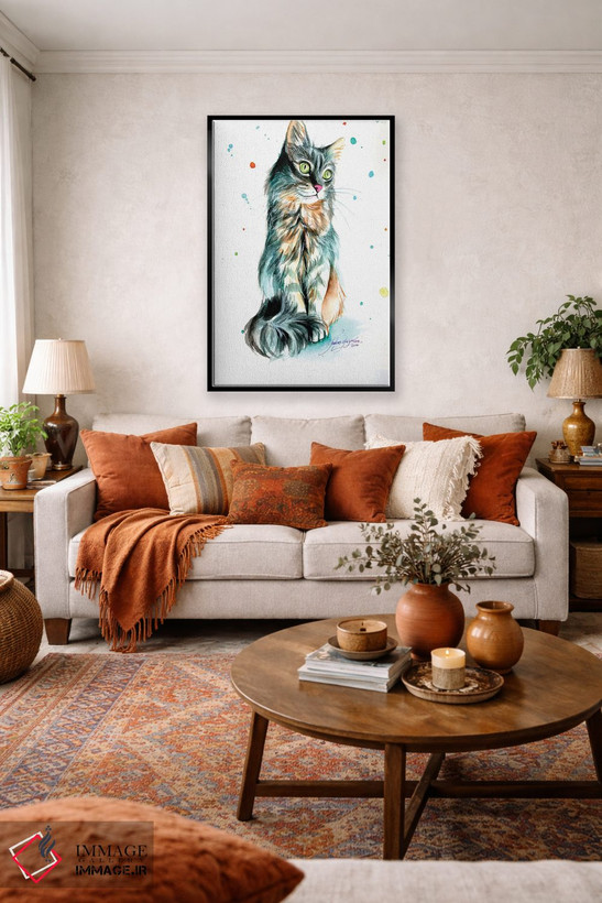 تابلو دکوراتیو زیبایی گربه خاکستری اثر یوبیس گوسمان - D2B