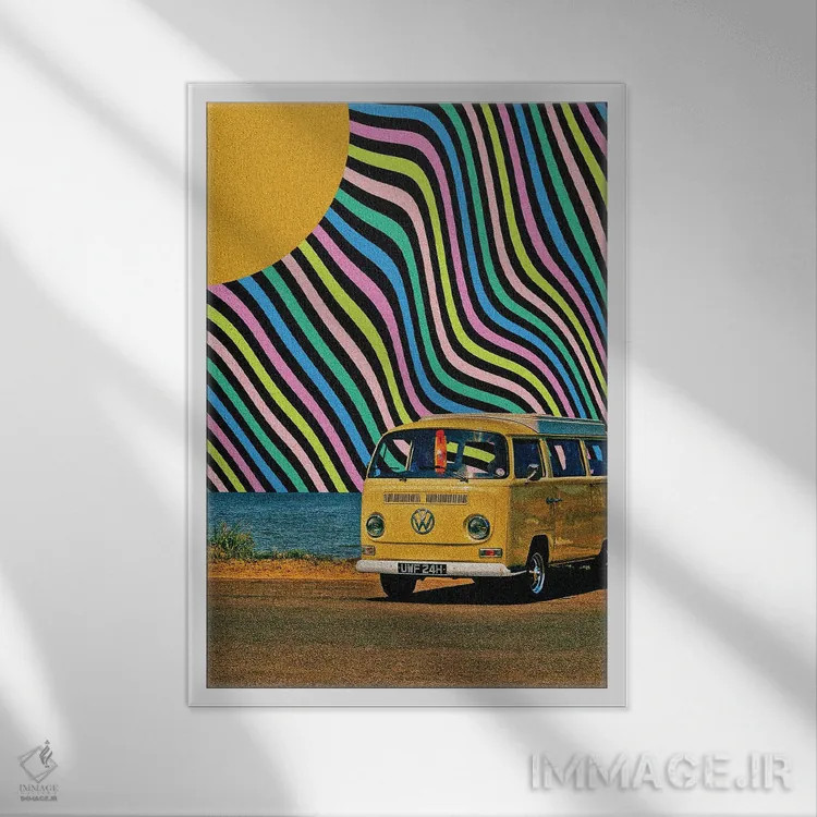 تابلو دکوراتیو رنگارنگ اثر یگور ژولدیبین - نمای قابدار سفید