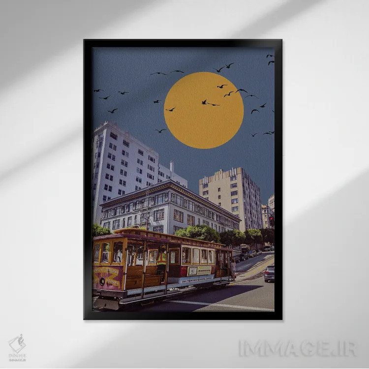 تابلو دکوراتیو چرخه حرکت اثر یگور ژولدیبین - نمای قابدار مشکی