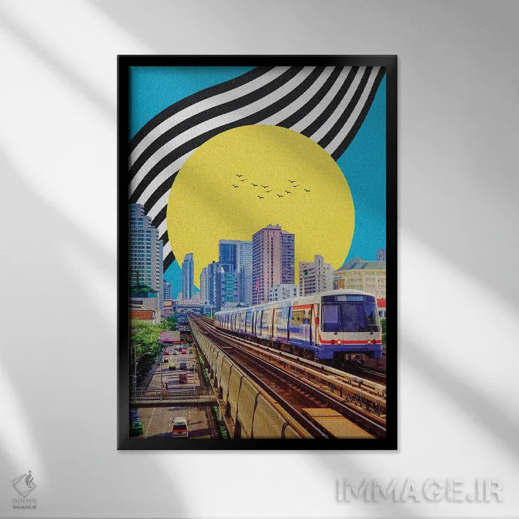 تابلو دکوراتیو حرکت در فضا اثر یگور ژولدیبین - نمای قابدار مشکی