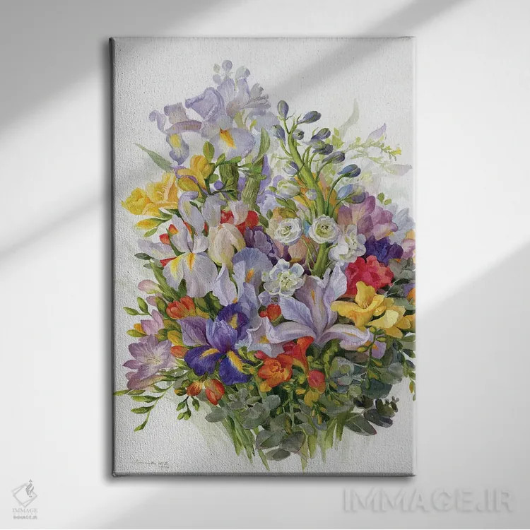 تابلو دکوراتیو رویای دسته گل هنرمند اثر یولیا کراسنوف - نمای روبهرو روی دیوار