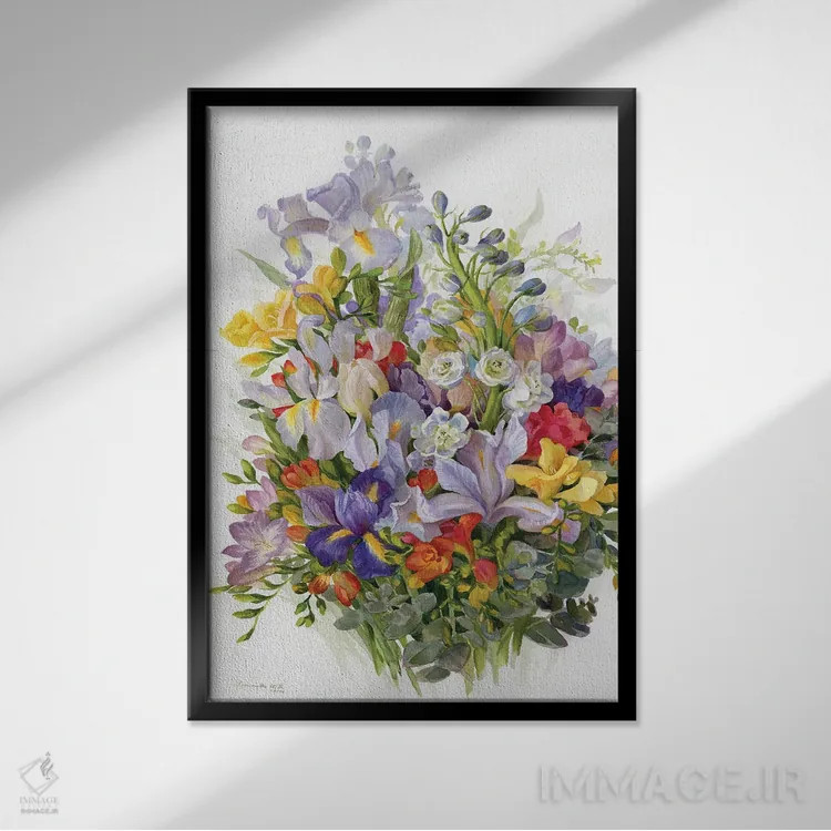 تابلو دکوراتیو رویای دسته گل هنرمند اثر یولیا کراسنوف - نمای قابدار مشکی