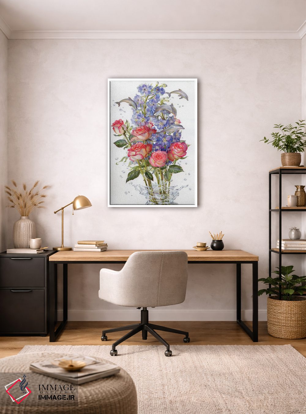 تابلو دکوراتیو رویای دلفینیوم اثر یولیا کراسنوف - D1W