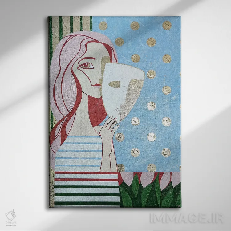 تابلو دکوراتیو خودنگاره. ماسک اثر یولیا بلاسلا - نمای روبهرو روی دیوار