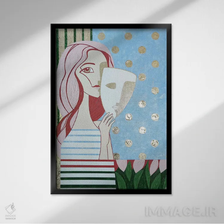 تابلو دکوراتیو خودنگاره. ماسک اثر یولیا بلاسلا - نمای قابدار مشکی