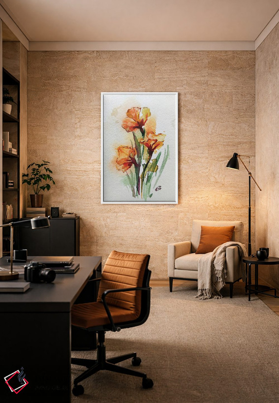 تابلو دکوراتیو لاله های نارنجی اثر یولیا بلاسلا - D6W