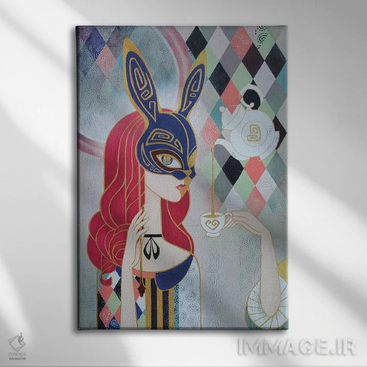 تابلو انتزاعی گفت وگوی آزاد اثر یولیا بلاسلا - نمای روبهرو روی دیوار