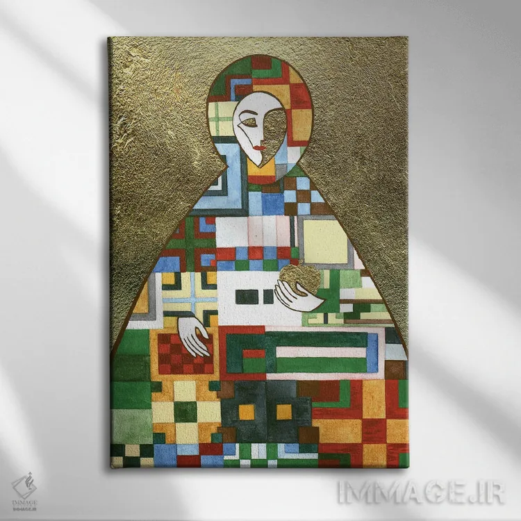 تابلو انتزاعی پالتوی خز ساخته ایو سالومون اثر یولیا بلاسلا - نمای روبهرو روی دیوار