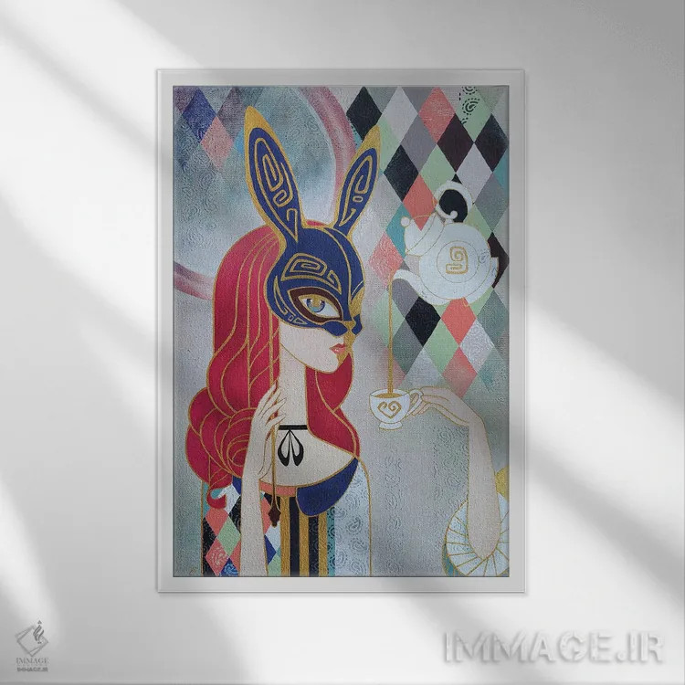تابلو انتزاعی گفت وگوی آزاد اثر یولیا بلاسلا - نمای قابدار سفید