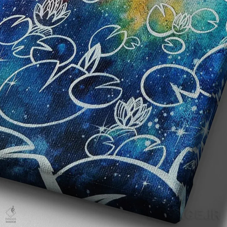 تابلو انتزاعی Watercolor,نیلوفرهای کیهانی، آبرنگ اثر یولیا بلاسلا - نمای نزدیک بافت بوم