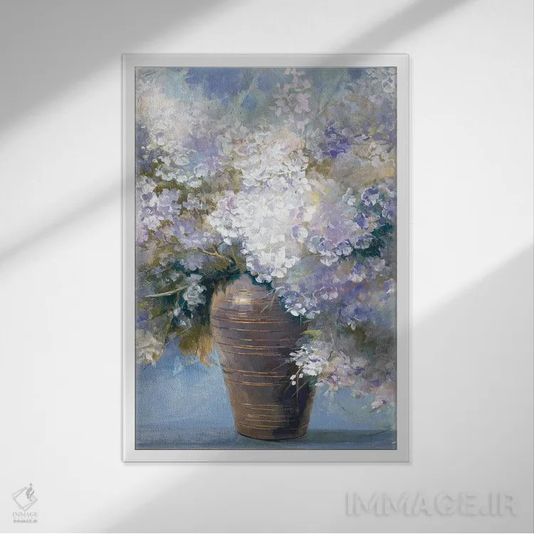 تابلو دکوراتیو انفجار اسطوخودوس اثر یومیکو ایچیکاوا - نمای قابدار سفید