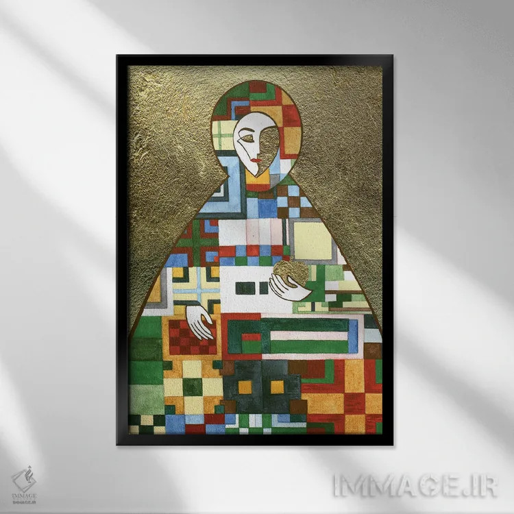 تابلو انتزاعی پالتوی خز ساخته ایو سالومون اثر یولیا بلاسلا - نمای قابدار مشکی