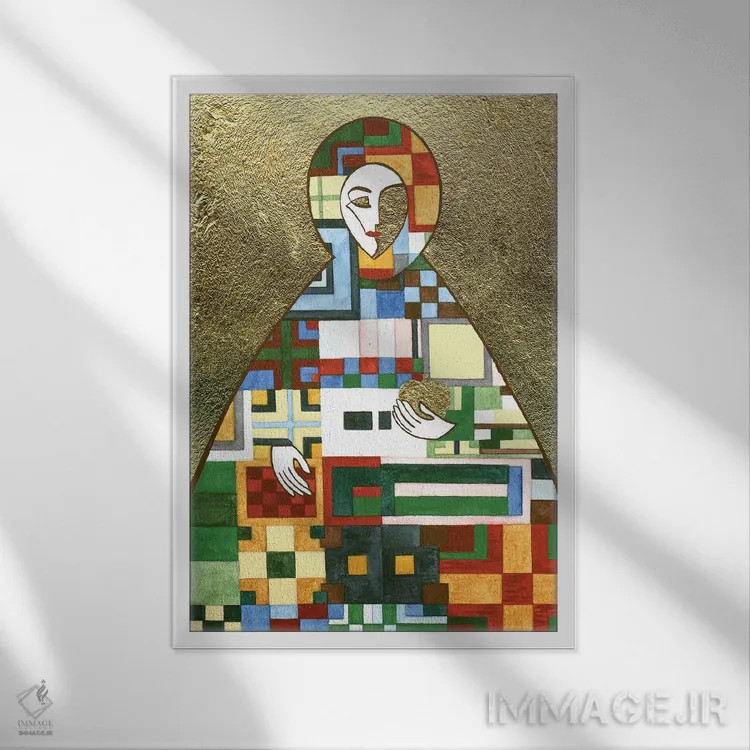 تابلو انتزاعی پالتوی خز ساخته ایو سالومون اثر یولیا بلاسلا - نمای قابدار سفید