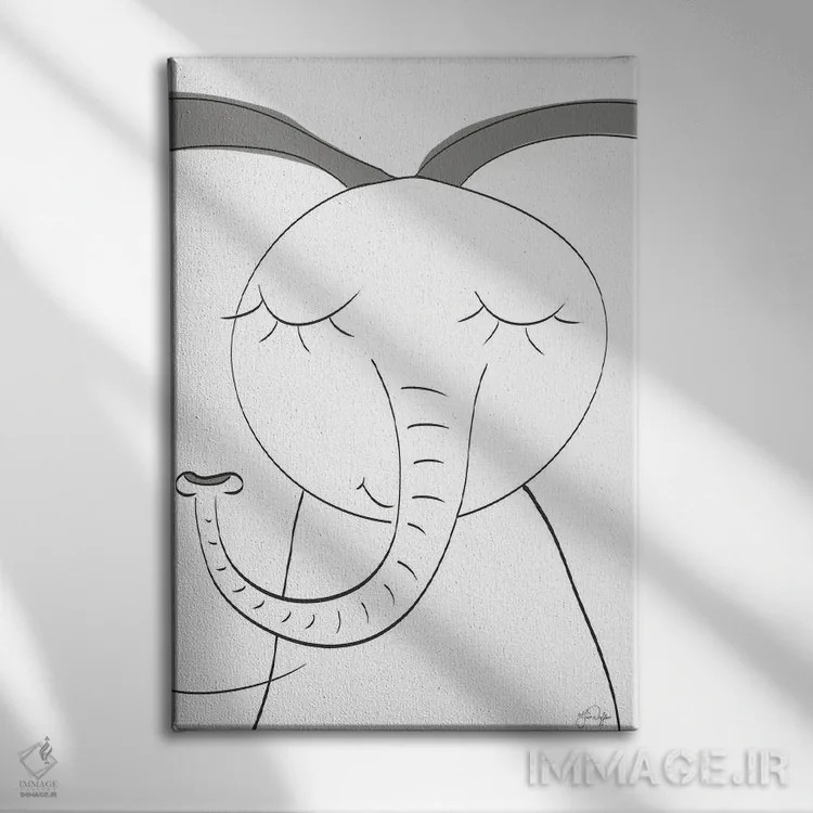 تابلو مینیمال فیل یخی اثر یاس نفاس دیزاینز - نمای روبهرو روی دیوار