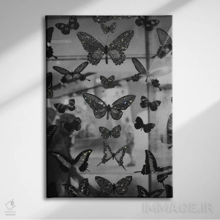 تابلو دکوراتیو پروانه ها اثر یانا پاتر - نمای روبهرو روی دیوار