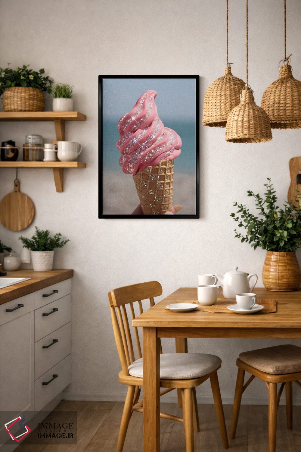 تابلو دکوراتیو بستنی صورتی براق اثر یانا پاتر - D5B