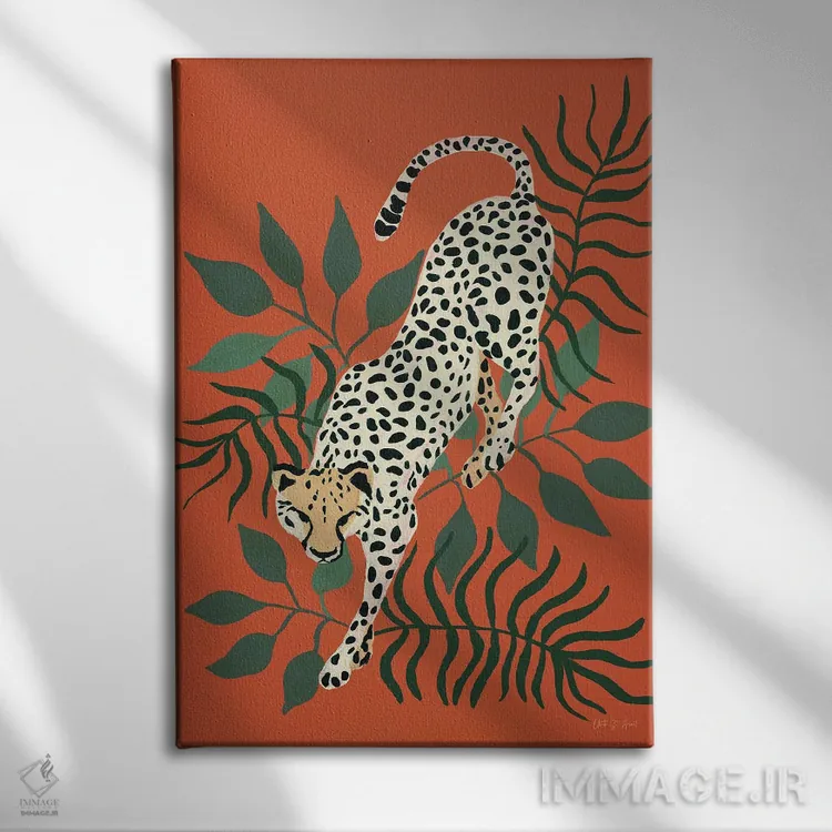 تابلو دکوراتیو یوزپلنگ در حال کمین اثر ایوت سن آمانت - نمای روبهرو روی دیوار