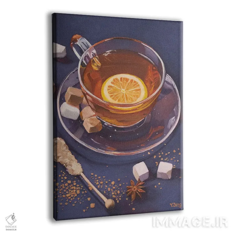 تابلو دکوراتیو چای لیمویی و حبه قند اثر یوئه زنگ - نمای پرسپکتیو محصول