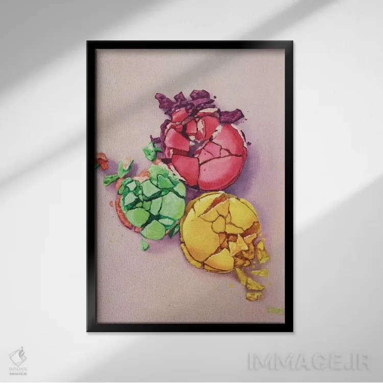 تابلو دکوراتیو ماکارون ها اثر یوئه زنگ - نمای قابدار مشکی