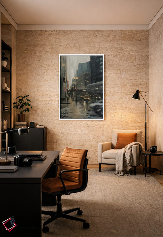 تابلو دکوراتیو خیابان استیت هنگام غروب اثر یانگزی شو - D6W