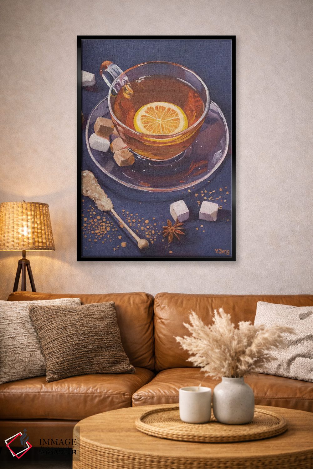 تابلو دکوراتیو چای لیمویی و حبه قند اثر یوئه زنگ - D4B
