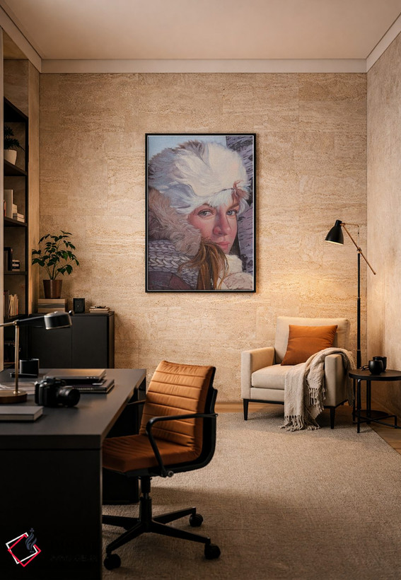 تابلو دکوراتیو پرتره زن زمستانی اثر یوئه زنگ - D6B