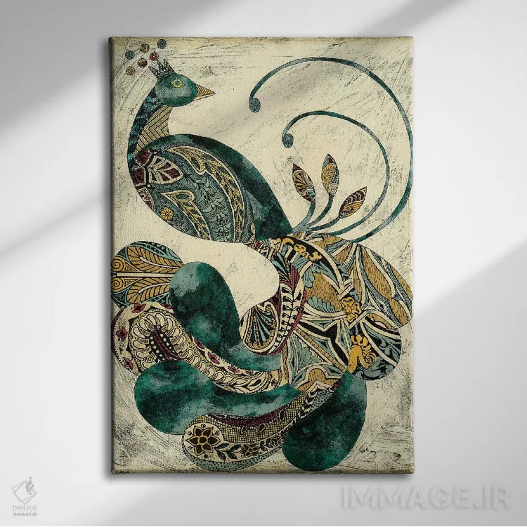 تابلو دکوراتیو طاووس سلطنتی I اثر چریکلیا زاریس - نمای روبهرو روی دیوار