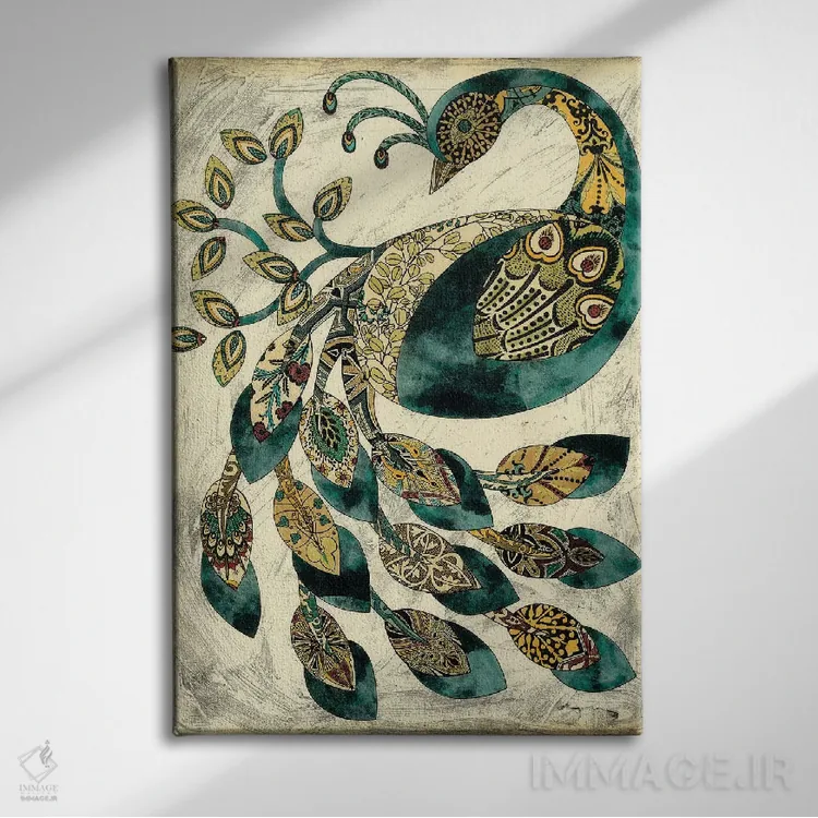 تابلو دکوراتیو طاووس سلطنتی II اثر چریکلیا زاریس - نمای روبهرو روی دیوار